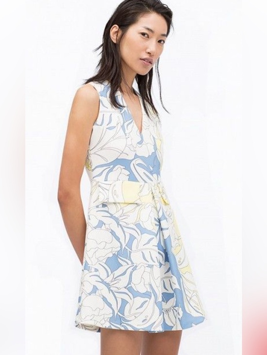 Zara Dresses & Skirts - Zara Womens Multicolor Floral Scuba Tropical Leaf Stretch Dress Sz: L NWOT